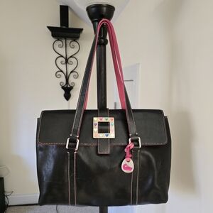 Dooney & Bourke Vintage Heart Buckle Leather Shoulder Bag